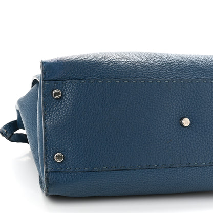 Fendi Cuoio Romano Selleria Bi-Color Medium Peekaboo Iconic Satchel Blue Latte 5 of 10