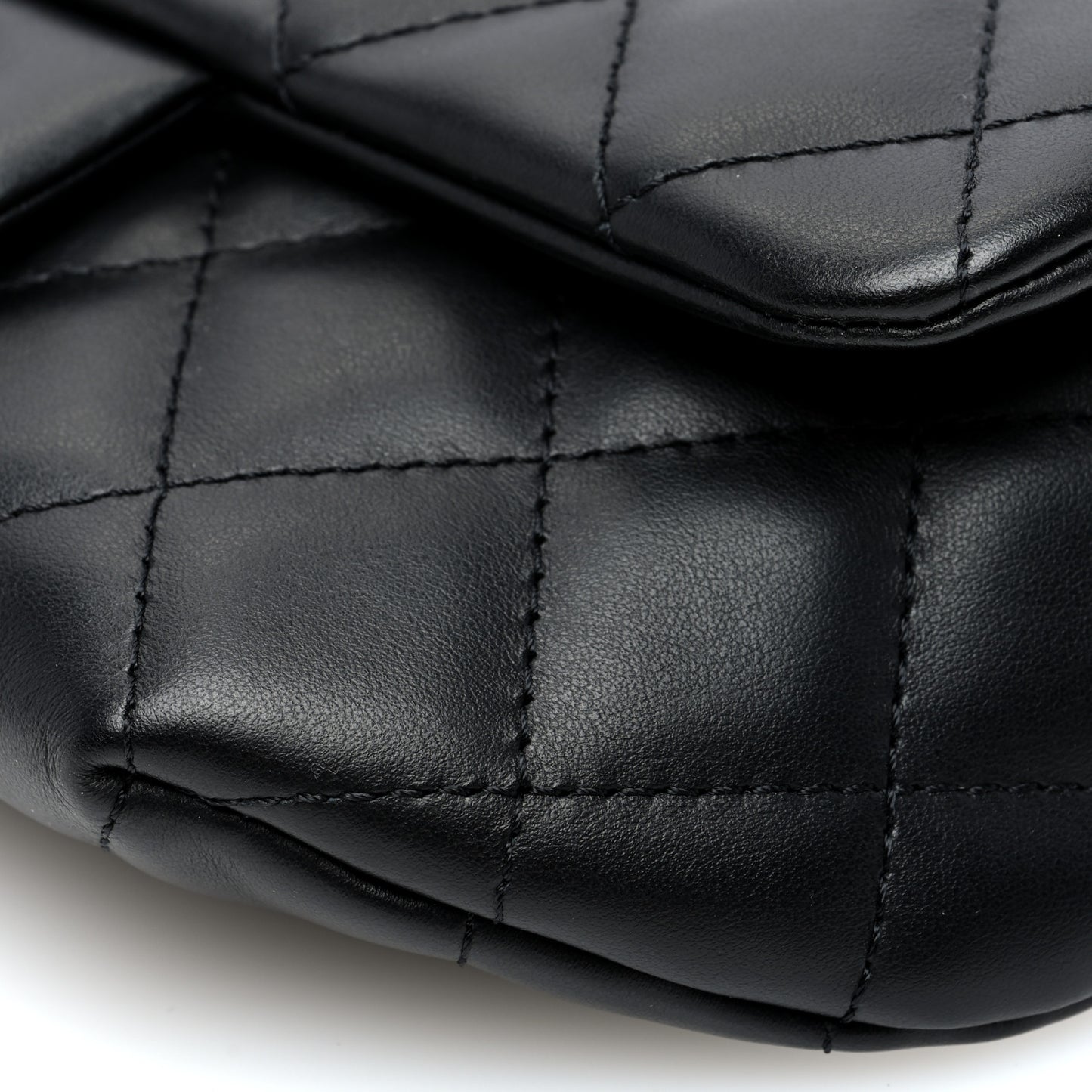 Calfskin Quilted CC Uniform Flap Belt Bag Black
