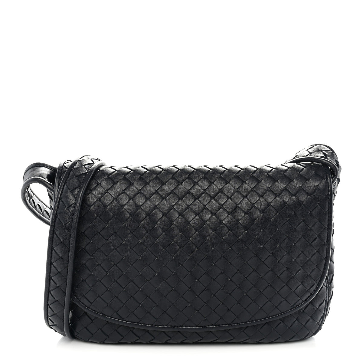 Nappa Intrecciato Medium Veneto Messenger Bag Midnight