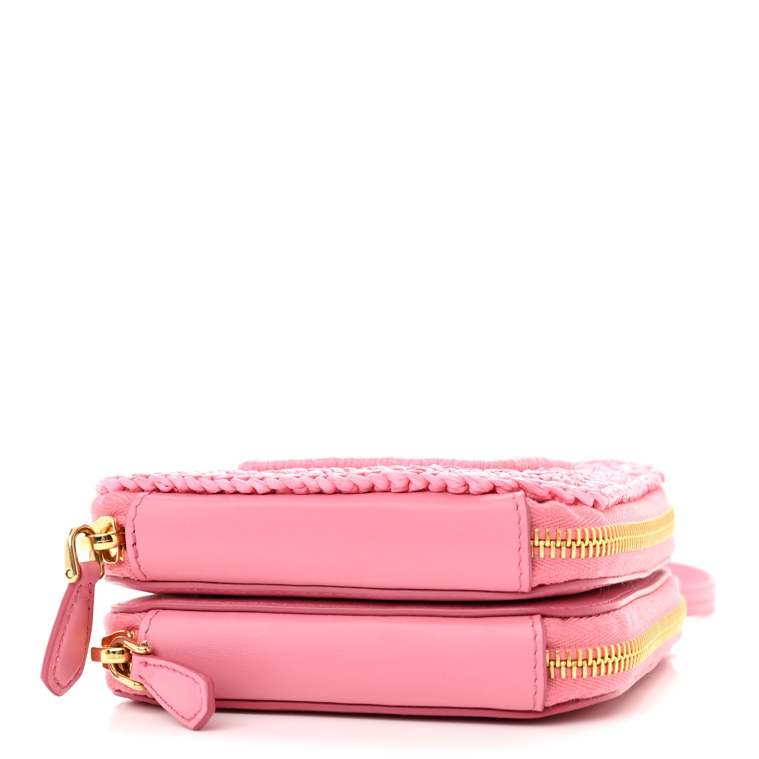 Prada Raffia Calfskin Crochet Logo Embroidered Mini Triangle Pouch Petalo 4 of 12