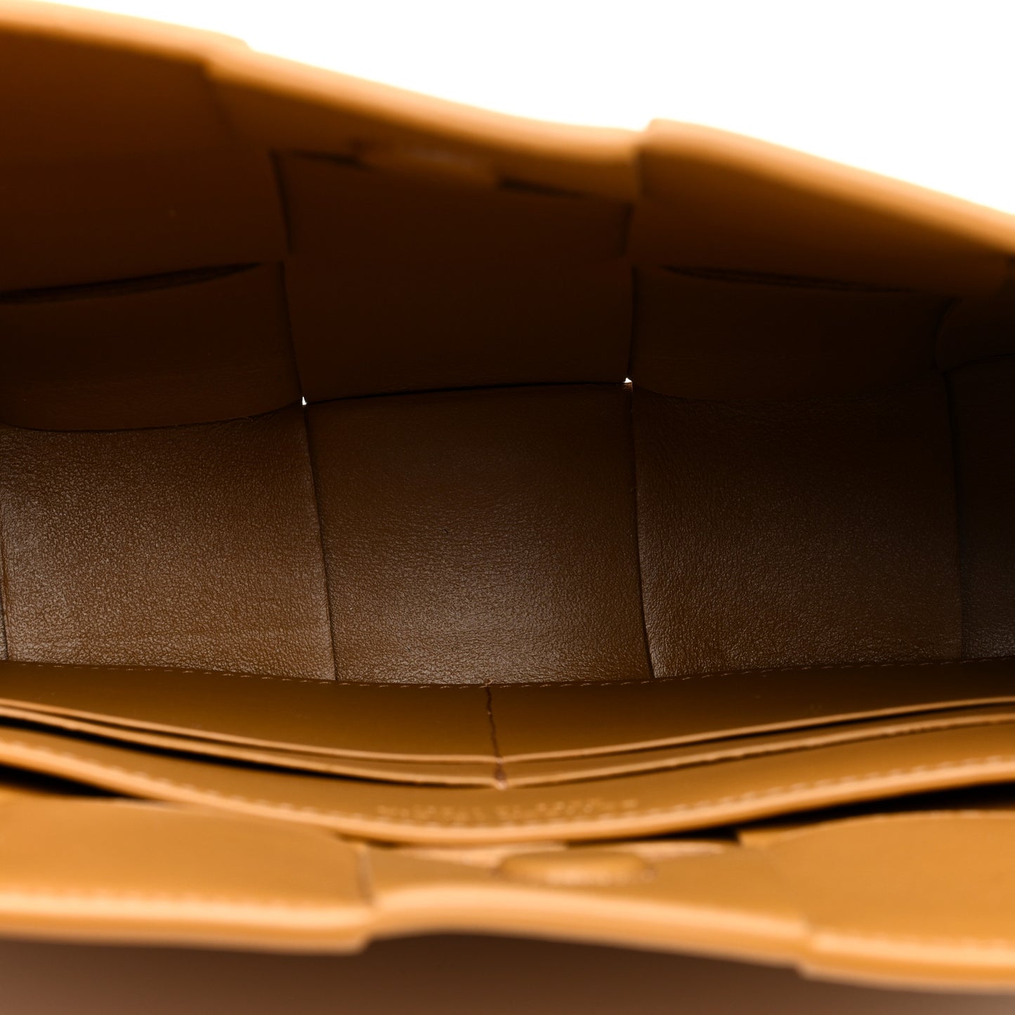 Calfskin Maxi Intrecciato Cassette Pouch On Strap Camel