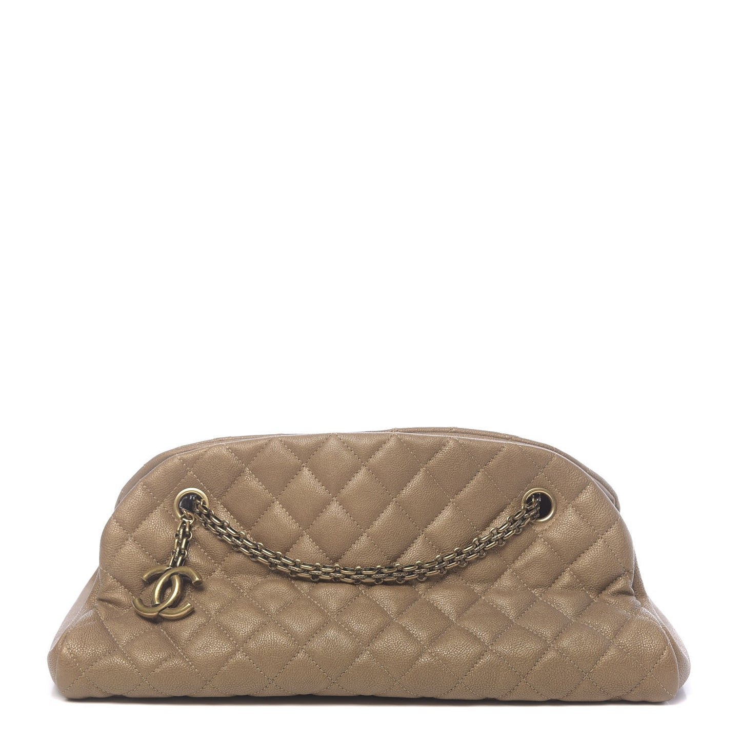 Metallic Calfskin Quilted Medium Just Mademoiselle Gold