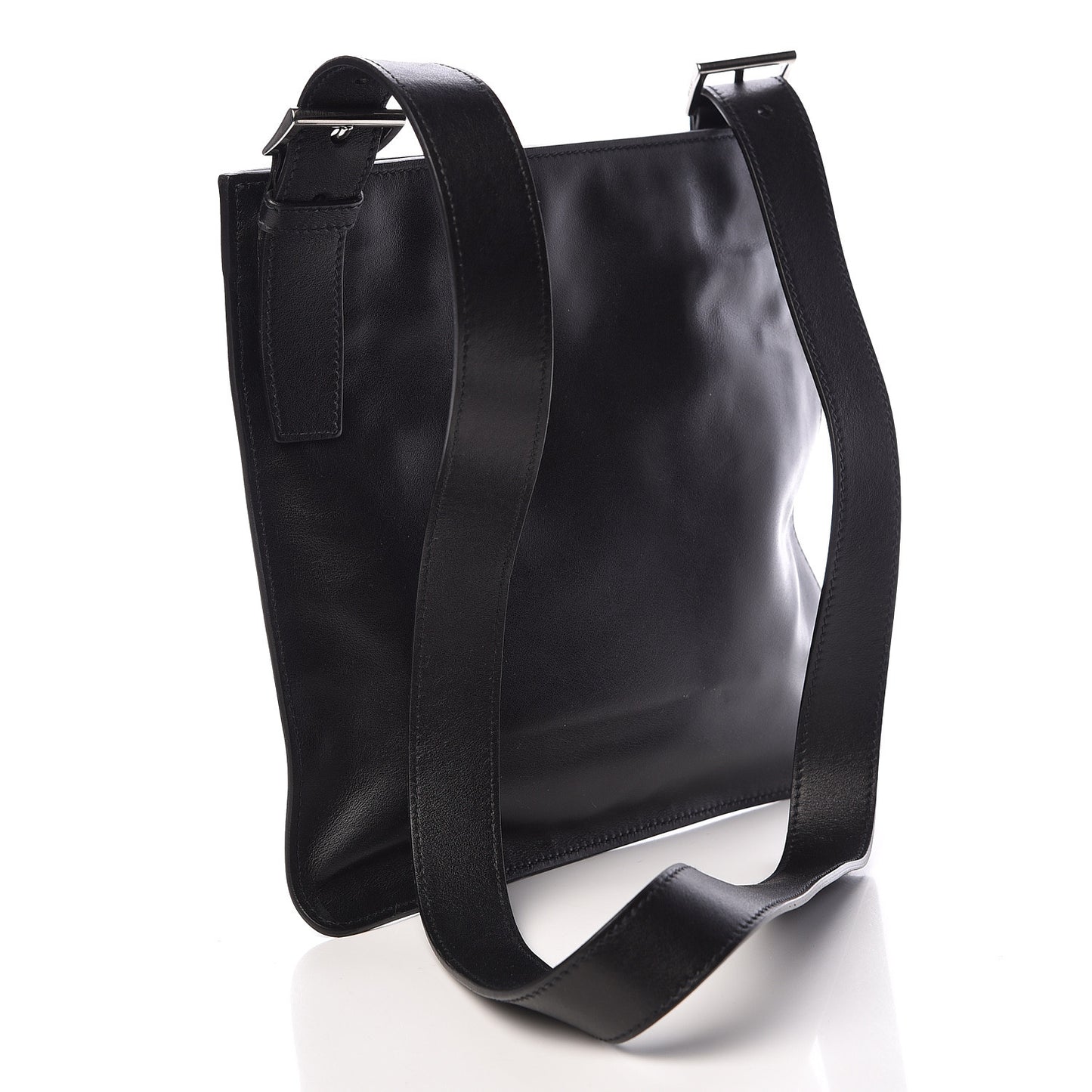 Soft Calf Flat Messenger Bag Black