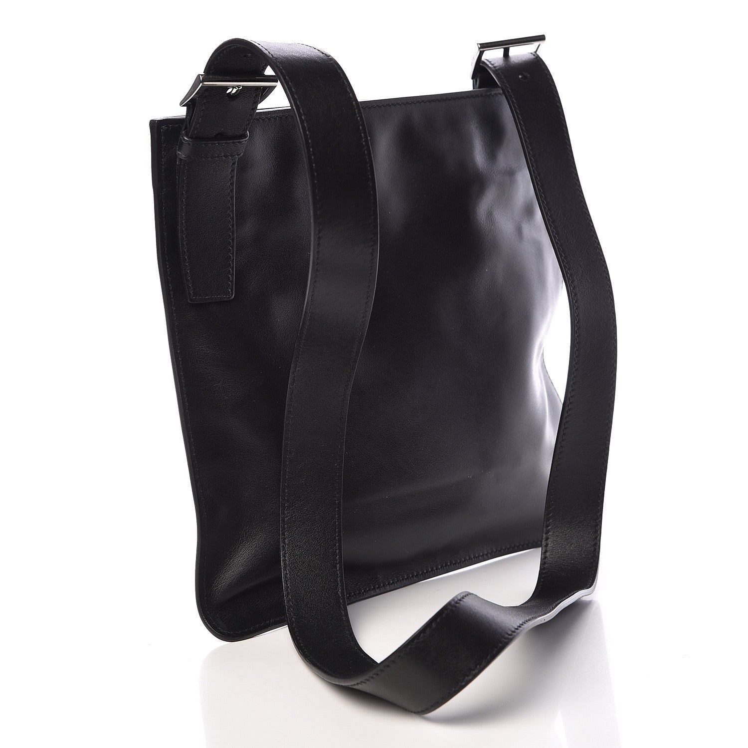 Prada Soft Calf Flat Messenger Bag Black 3 of 10