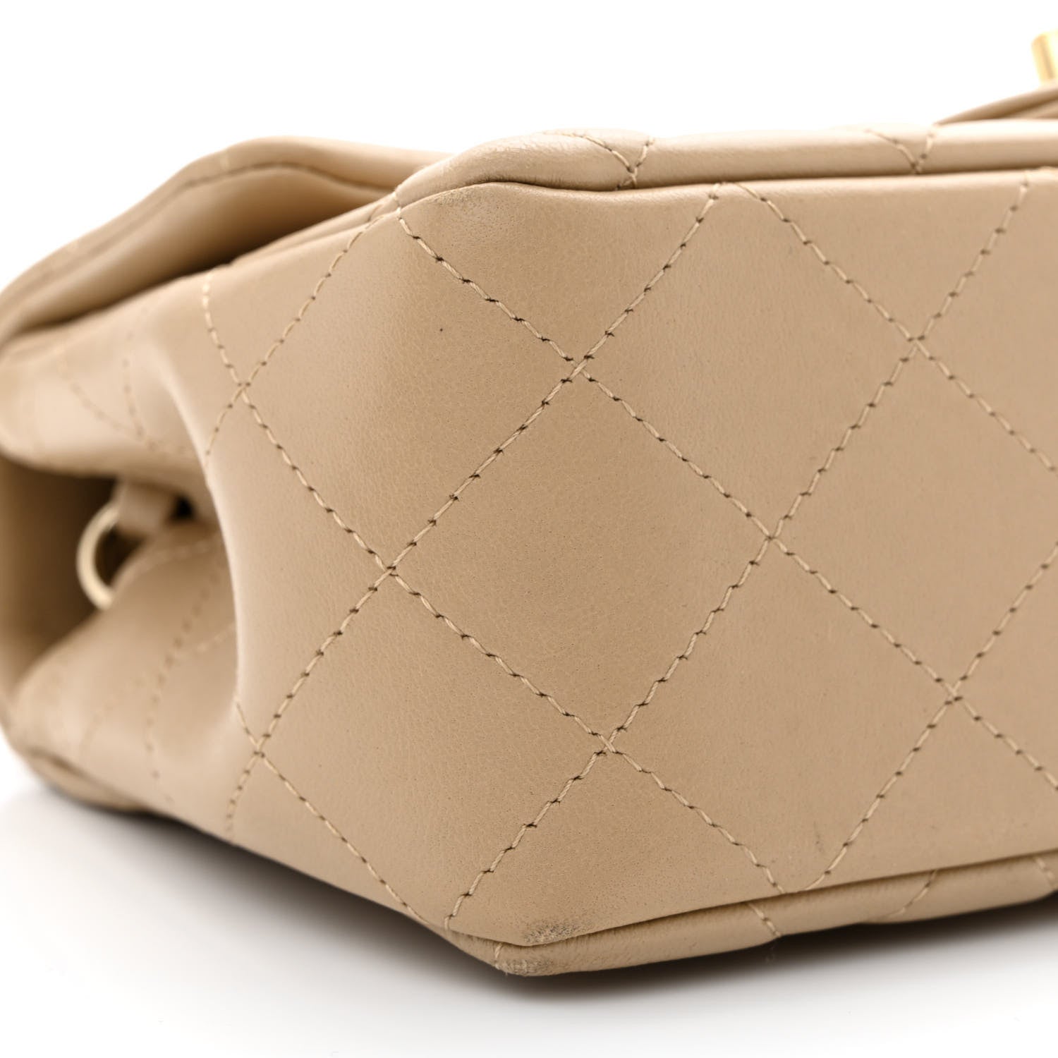 Chanel Lambskin Quilted Mini Rectangular Flap Dark Beige 9 of 11