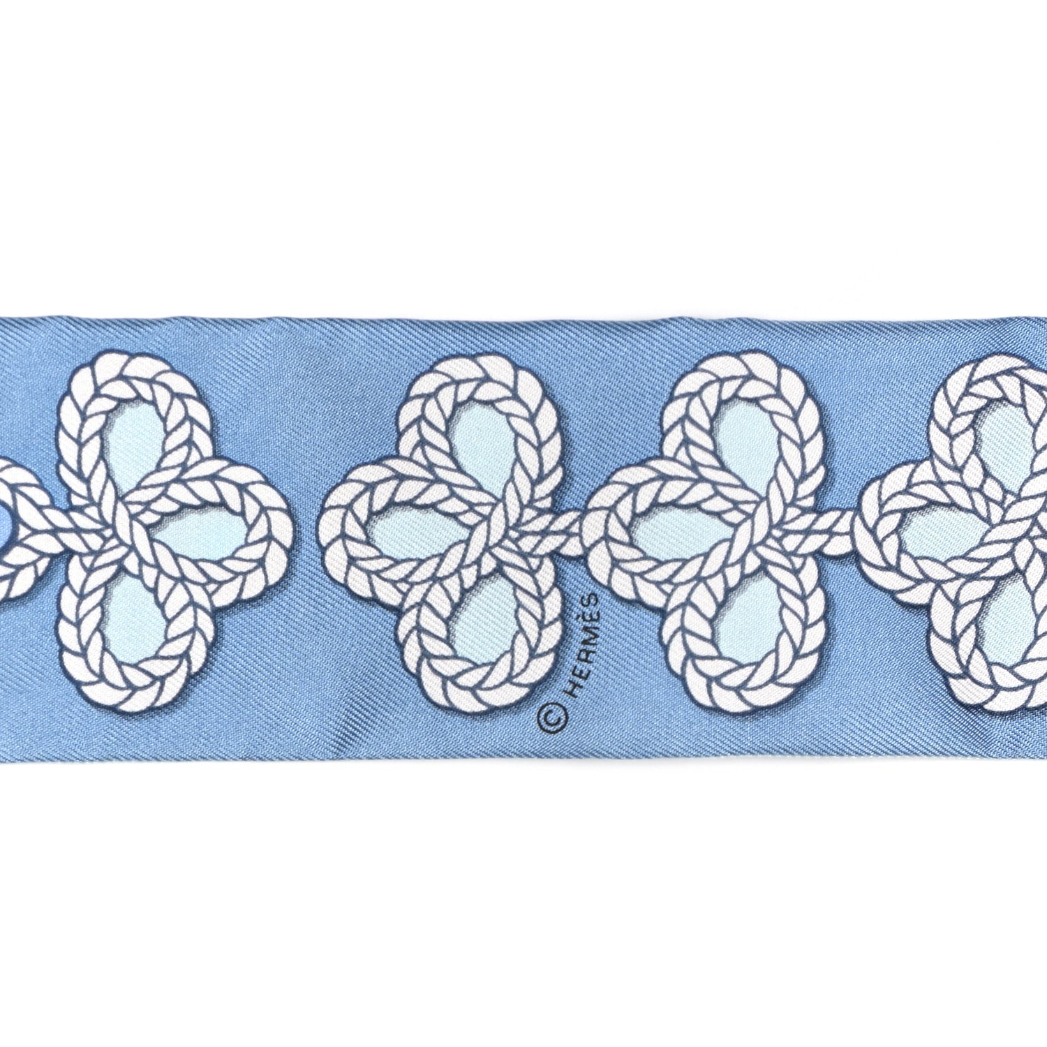 Hermes Silk Galons Et Brandebourg Twilly Ciel Ocean White 3 of 4