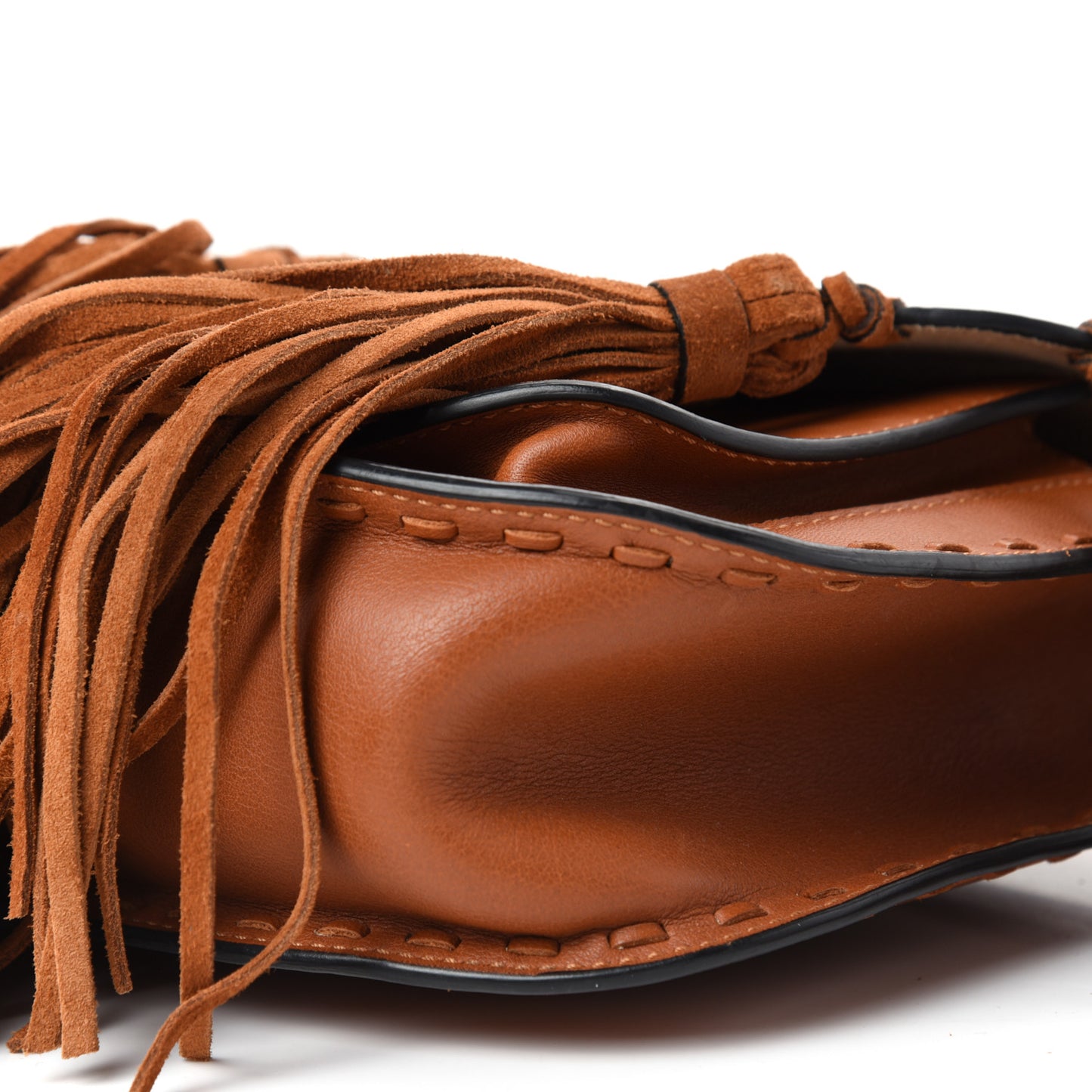Calfskin Mini Hudson Fringe Shoulder Bag Caramel