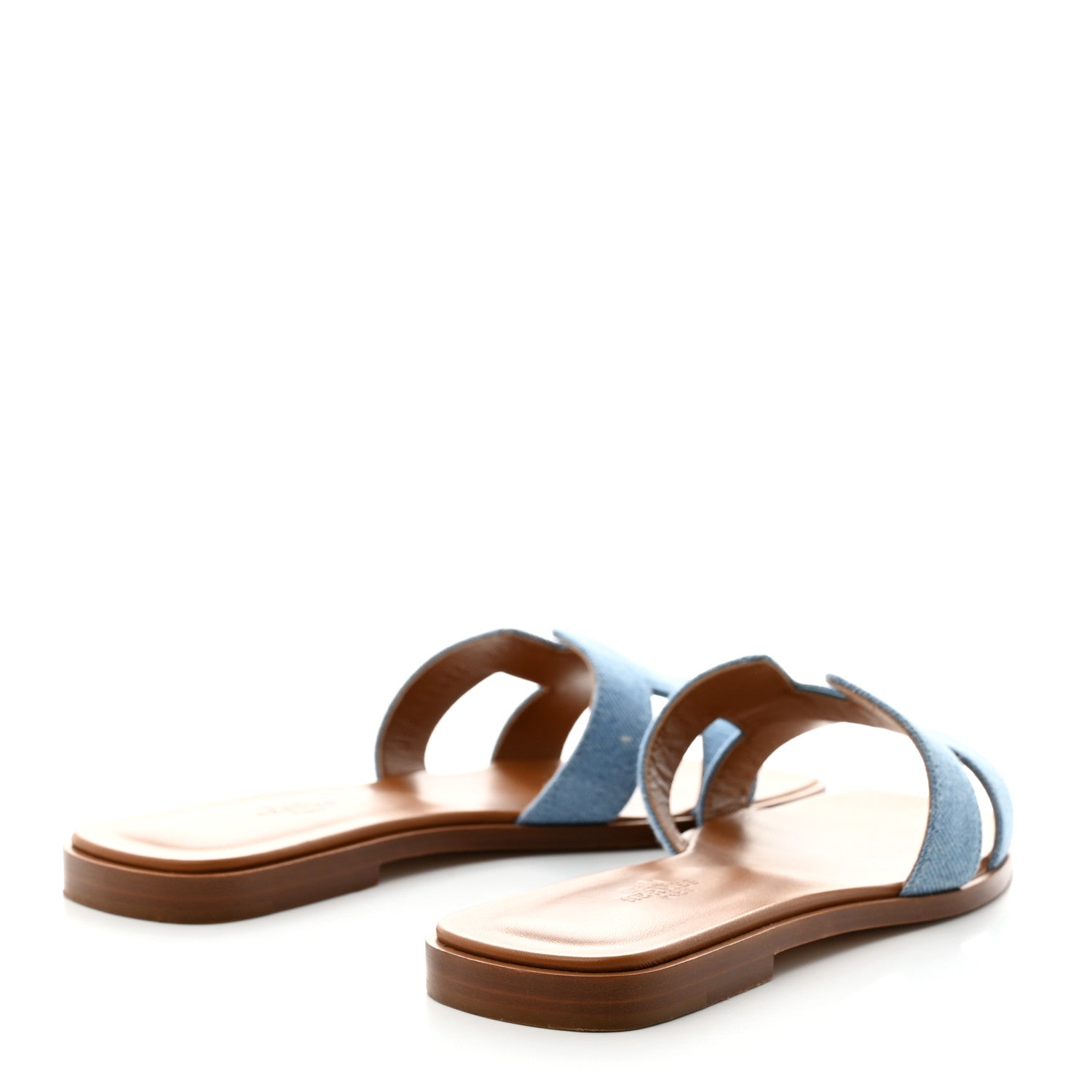 Hermes Denim Canvas Oran Sandals 37.5 Bleu Clair 4 of 9