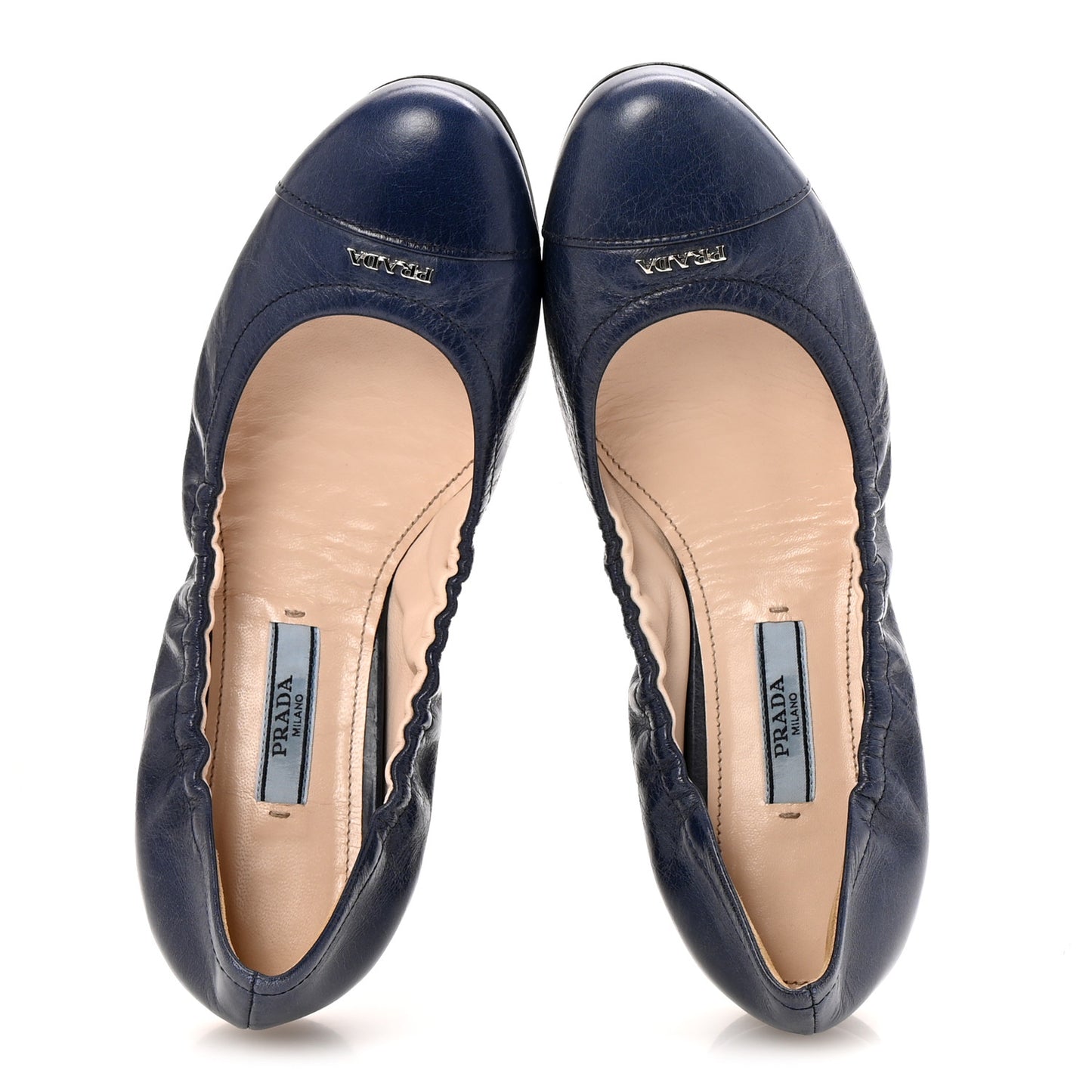 Vitello Shine Logo Ballet Flats 36 Denim