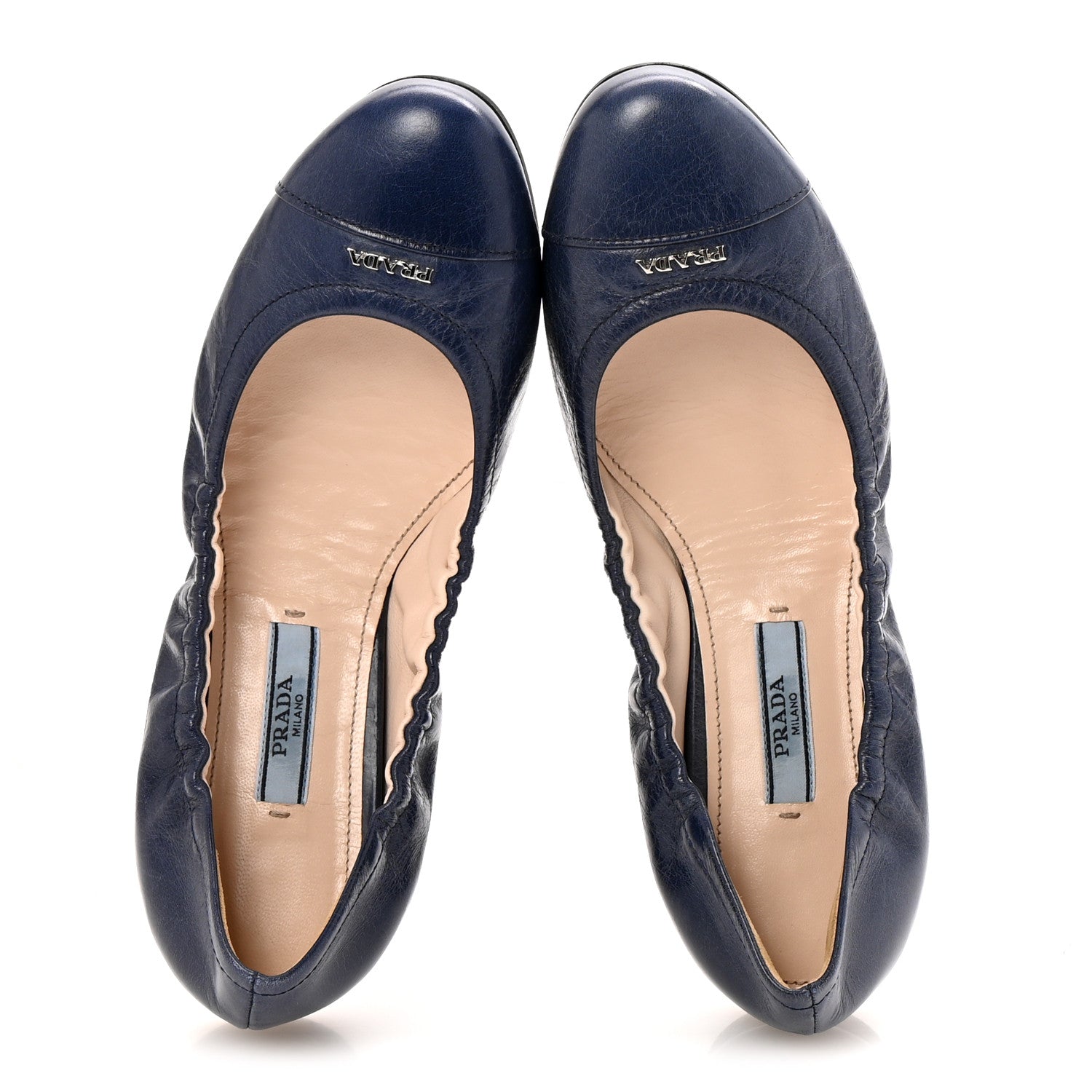 Prada Vitello Shine Logo Ballet Flats 36 Denim 2 of 9