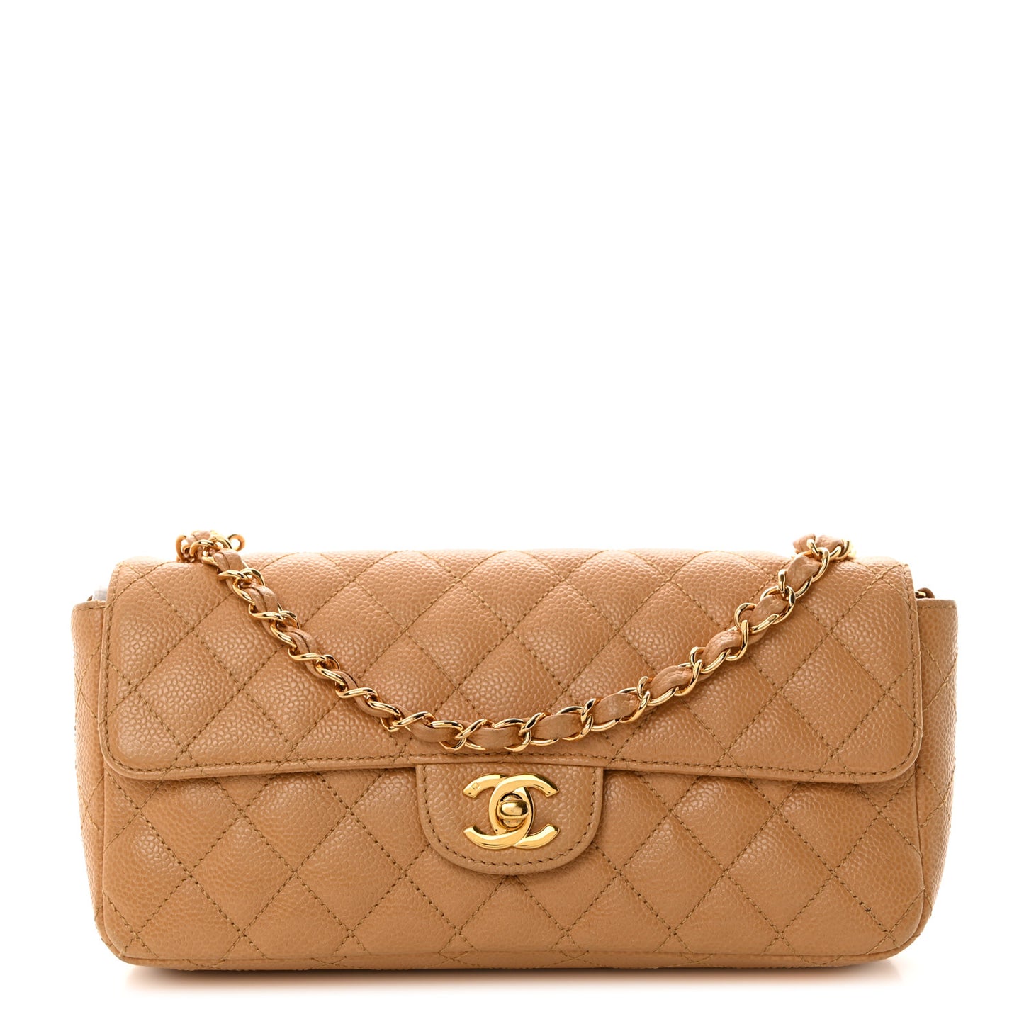 Caviar Quilted East West Flap Beige