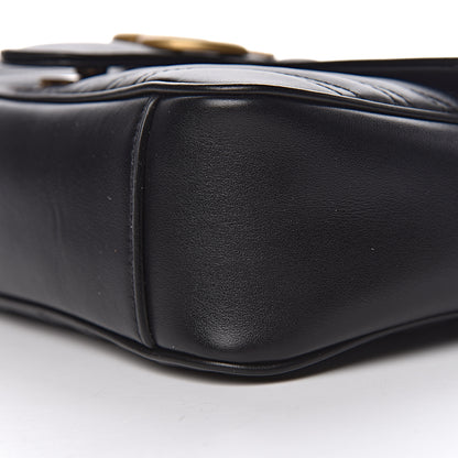 Gucci Calfskin Matelasse Small GG Marmont Shoulder Bag Black 10 of 11