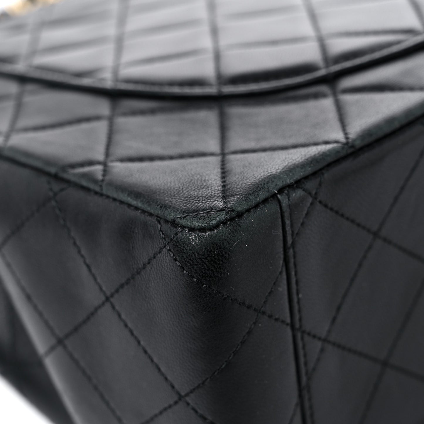 Lambskin Quilted XL Jumbo Single Flap Black