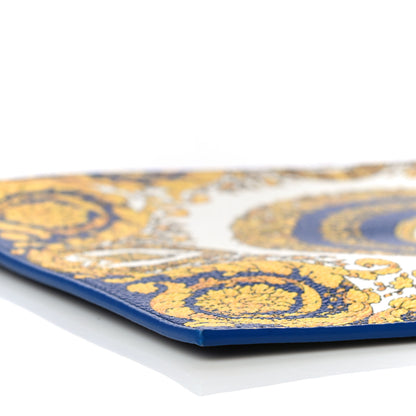Versace Grained Calfskin Baroque Print Zip Pouch Blue 8 of 12
