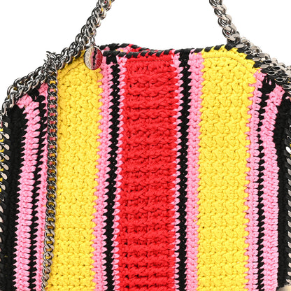 Stella McCartney Cotton Crochet Striped Mini Falabella Tote Pink Multicolor 7 of 9