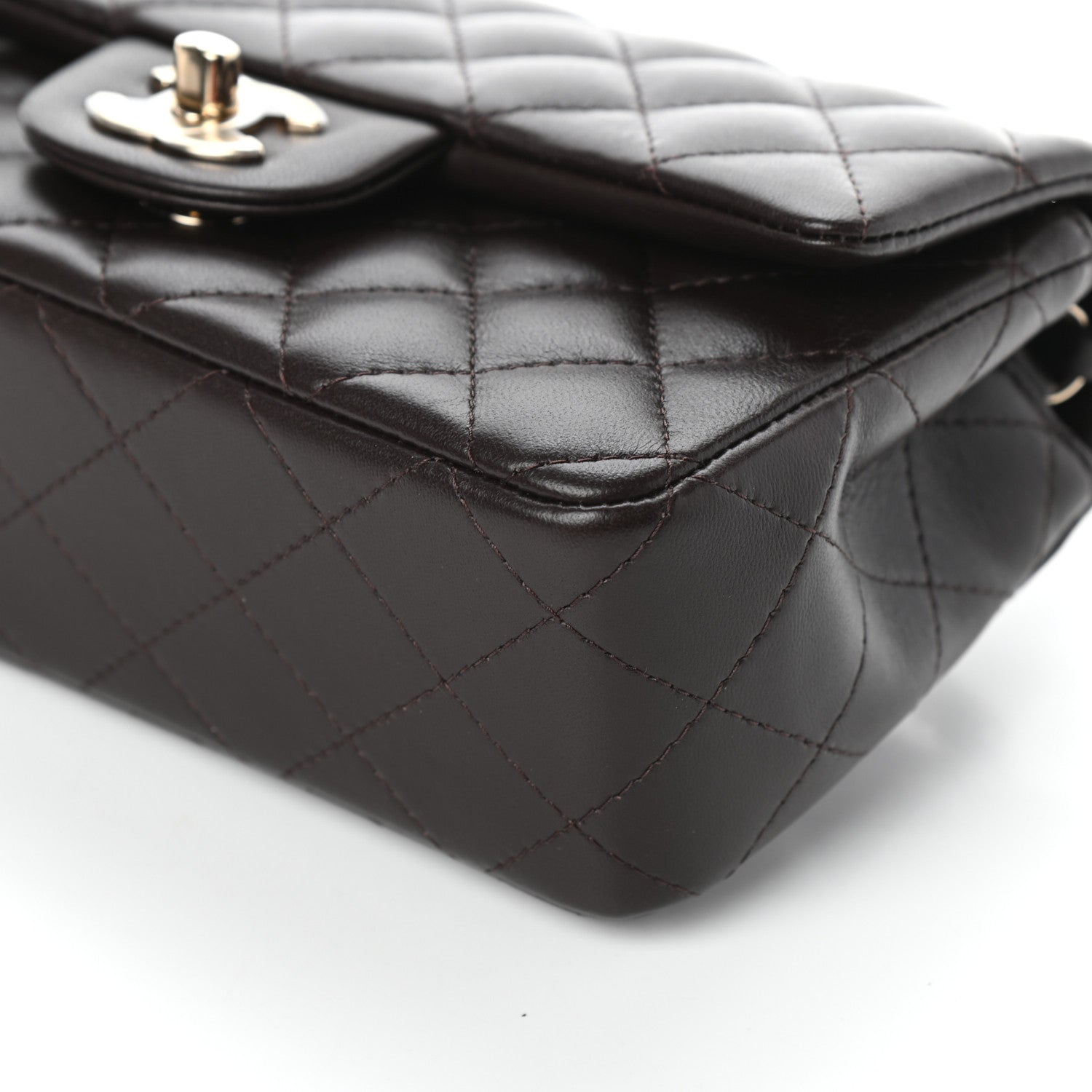 Chanel Lambskin Quilted Mini Rectangular Flap Dark Brown 10 of 10