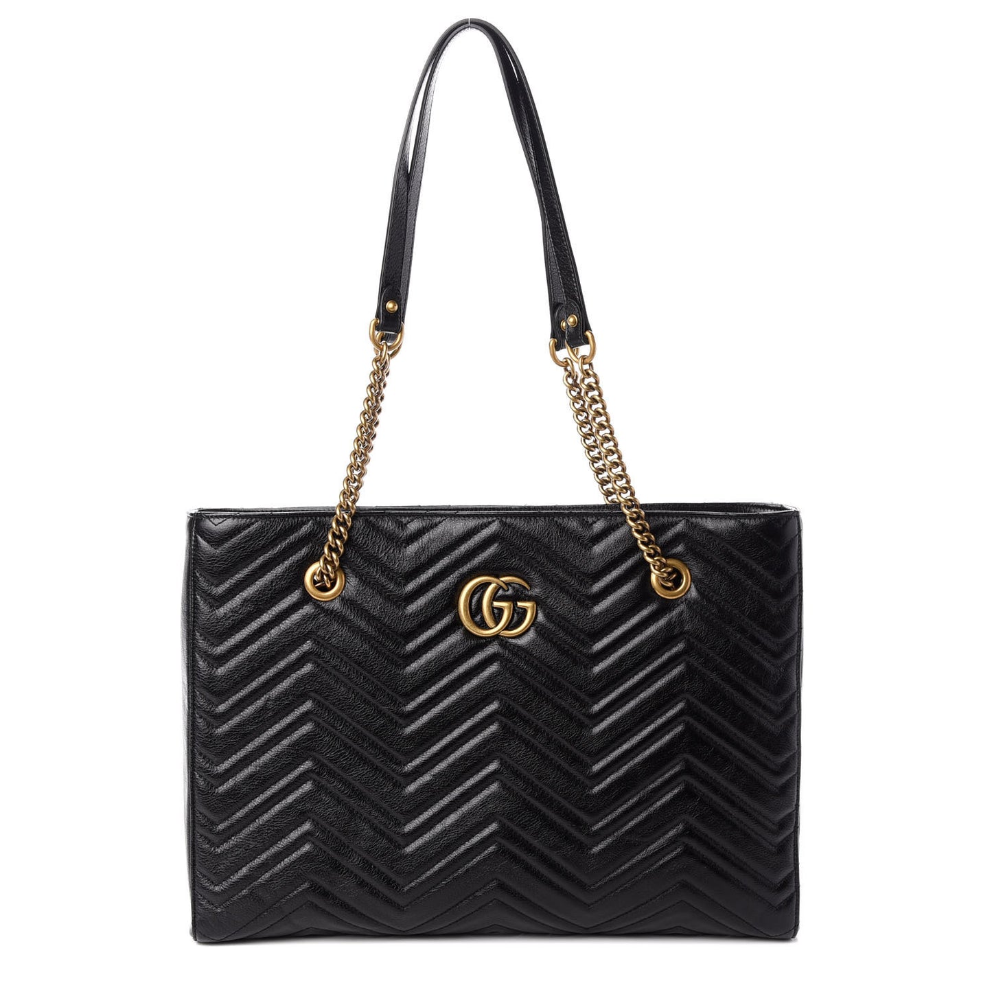 Vintage Calfskin Matelasse Medium GG Marmont Slim Tote Black