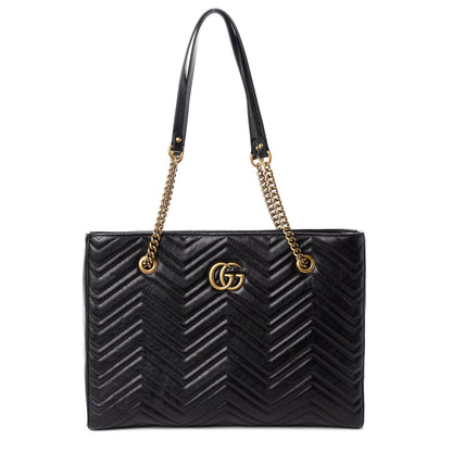 Gucci Vintage Calfskin Matelasse Medium GG Marmont Slim Tote Black 1 of 9