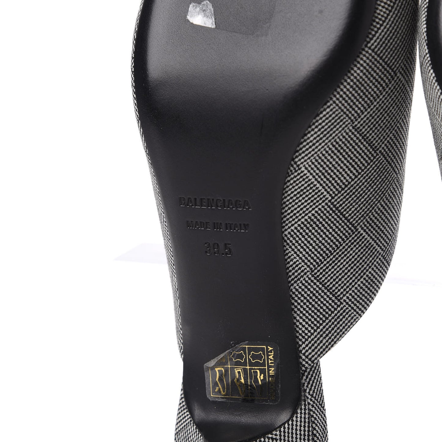 Fabric Check Tailoring Pointed Toe Knife 40mm Mules 39.5 Grey