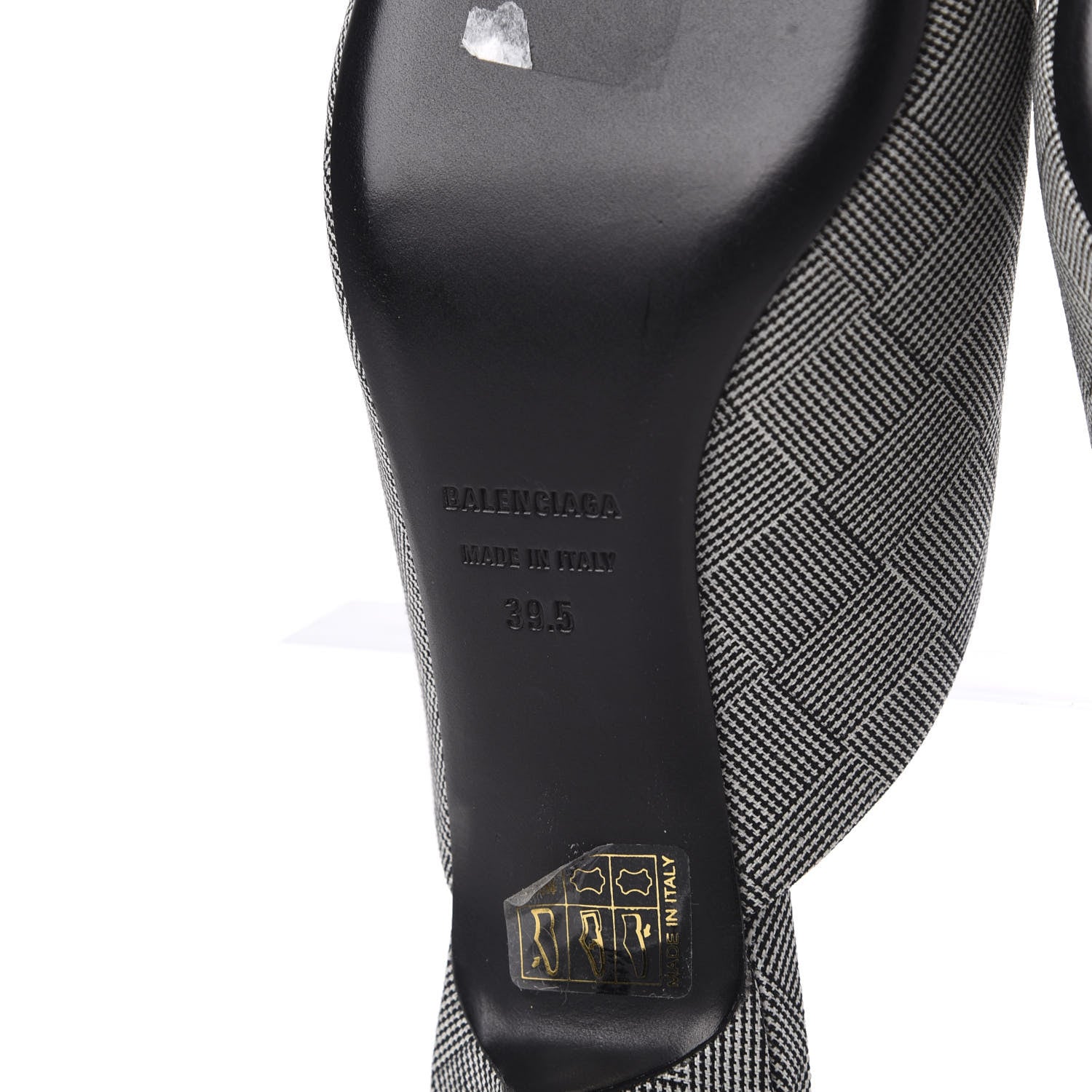 Balenciaga Fabric Check Tailoring Pointed Toe Knife 40mm Mules 39.5 Grey 9 of 11