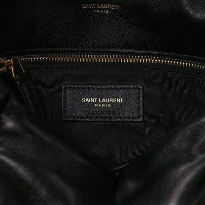 Saint Laurent Lambskin Quilted Medium Loulou Puffer Monogram Chain Satchel Black 6 of 12