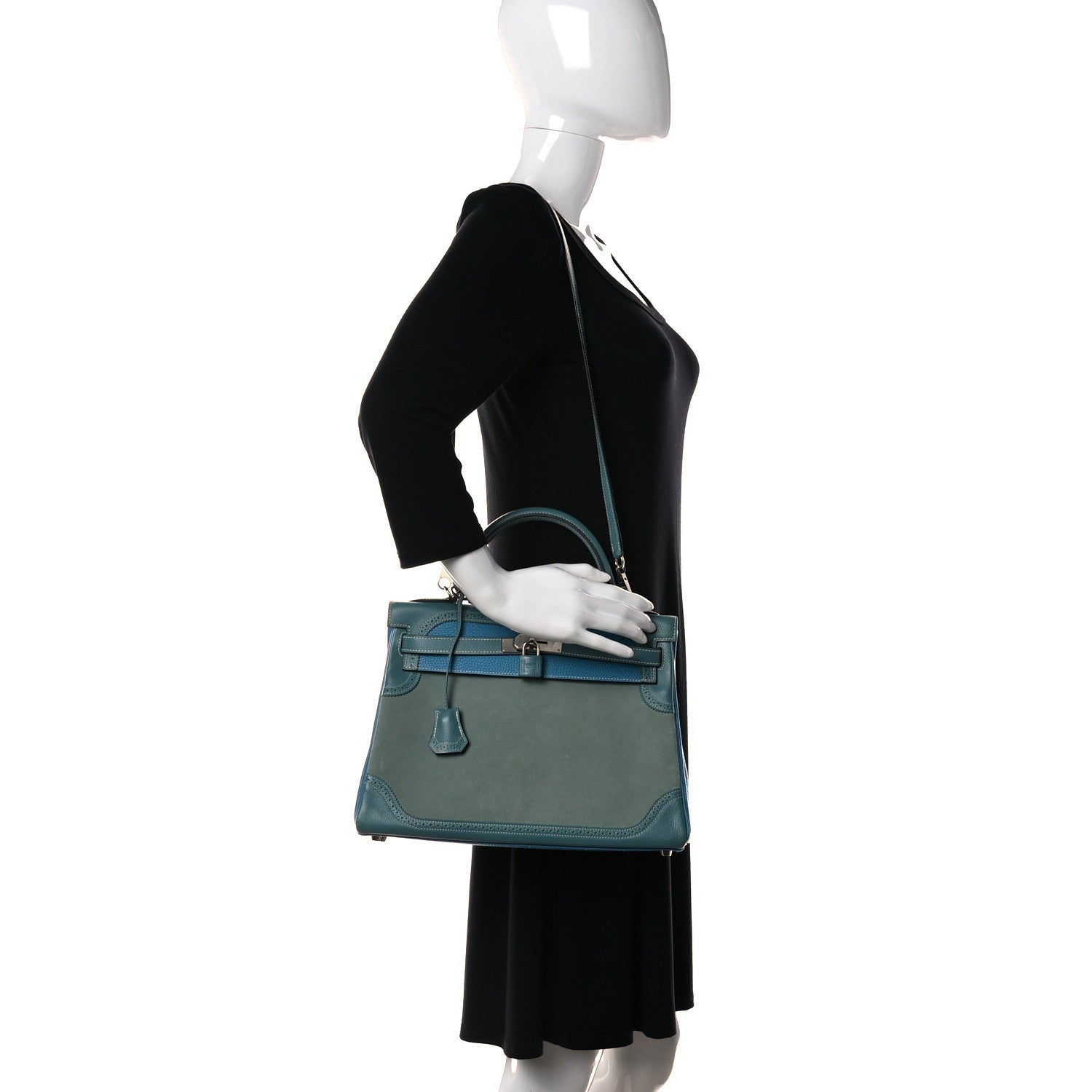 Hermes Veau Doblis Taurillon Clemence Evergrain Ghillies Kelly Retourne 32 Turquoise Ciel 2 of 38