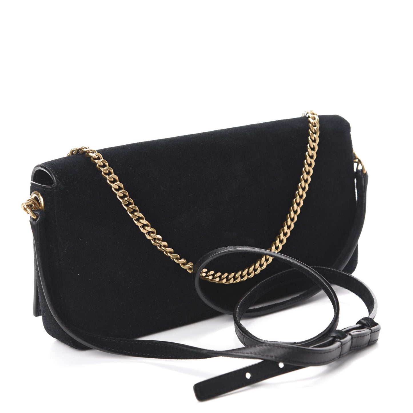 Suede Monogram Tassel Kate 99 Baguette Bag Black