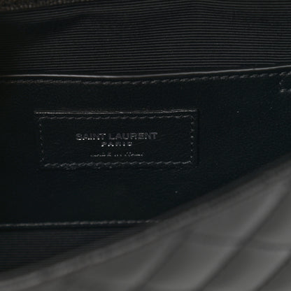 Saint Laurent Grain De Poudre Textured Mixed Matelasse Triquilt Small Monogram Satchel Black 6 of 12
