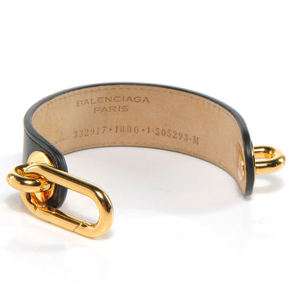 Balenciaga Leather Gold Mallian Cuff Black 4 of 4
