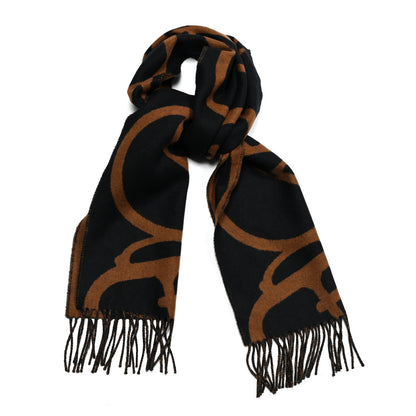Hermes Cashmere Boucles et Camails Muffler Marine Caramel 1 of 4