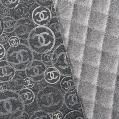 Chanel Cashmere CC Map Reversible Quilted Stole Grey 3 of 4