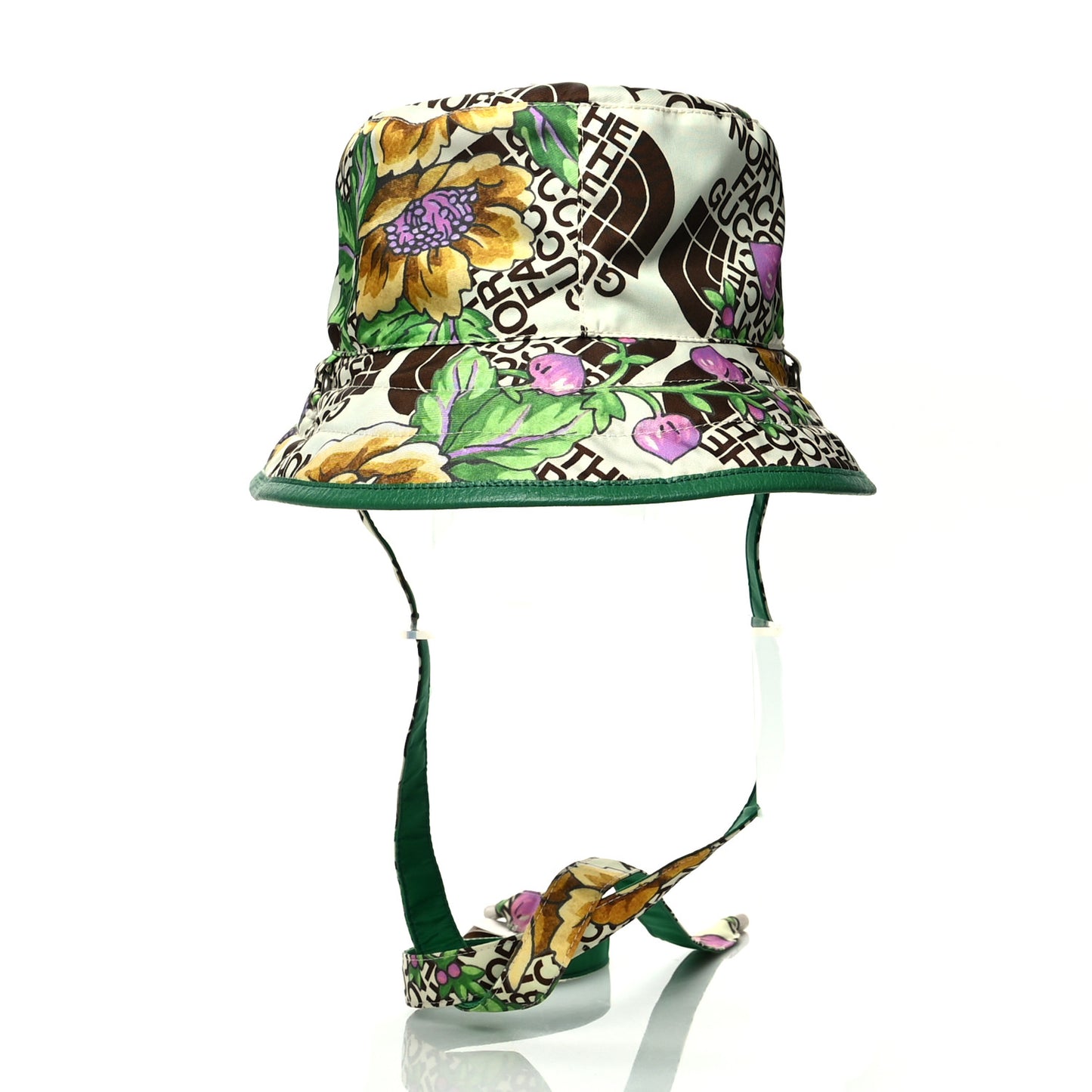 X THE NORTH FACE Econyl Nylon Floral Reversible Self-Tie Bucket M Hat Green