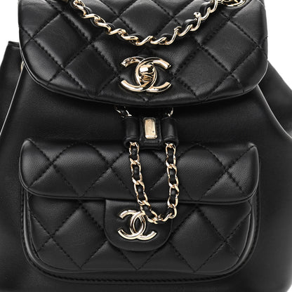 Chanel Lambskin Quilted Small Duma Drawstring Backpack Black 7 of 9