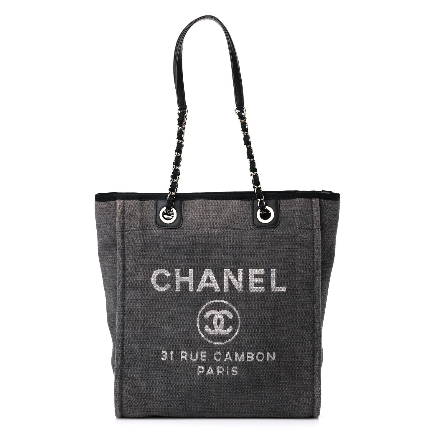 Chanel Canvas Mini Deauville Tote Dark Grey 1 of 15