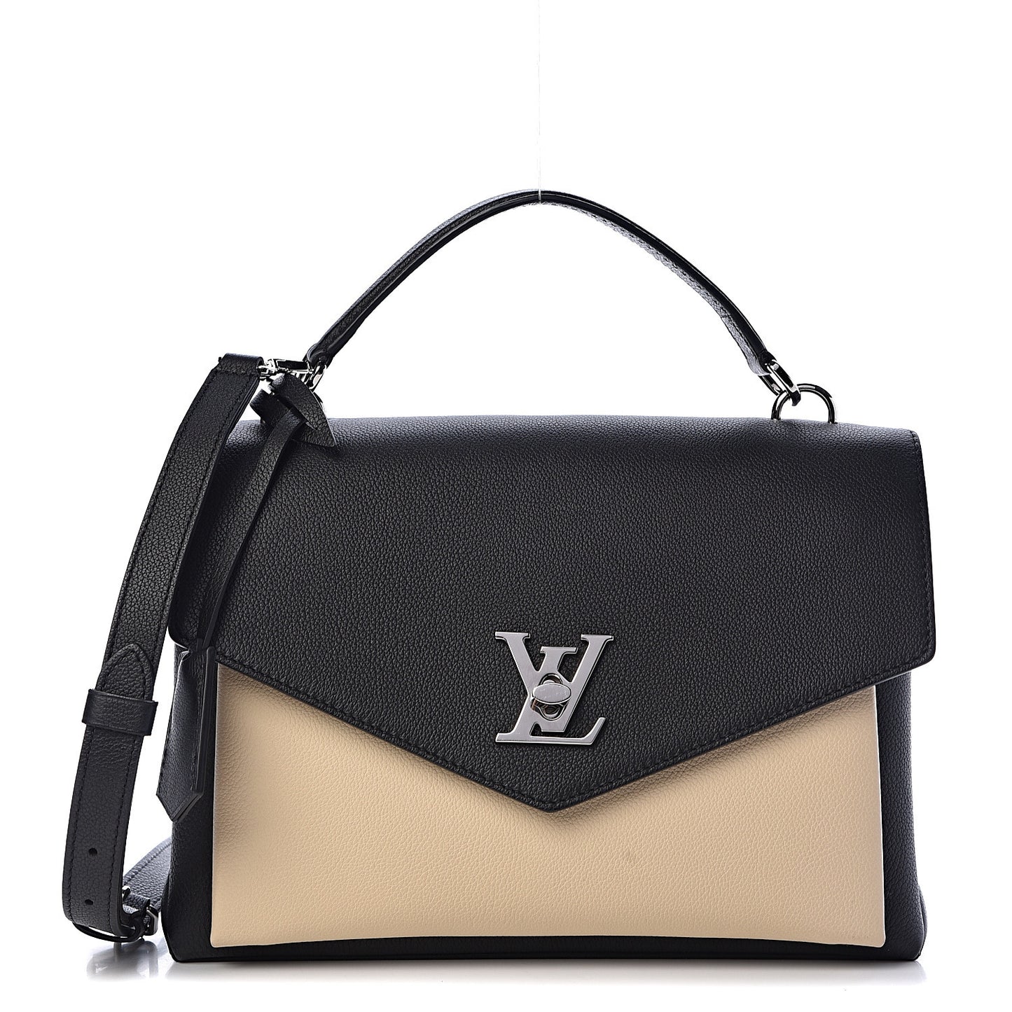 Soft Calfskin My Lockme Top Handle Vanille Black