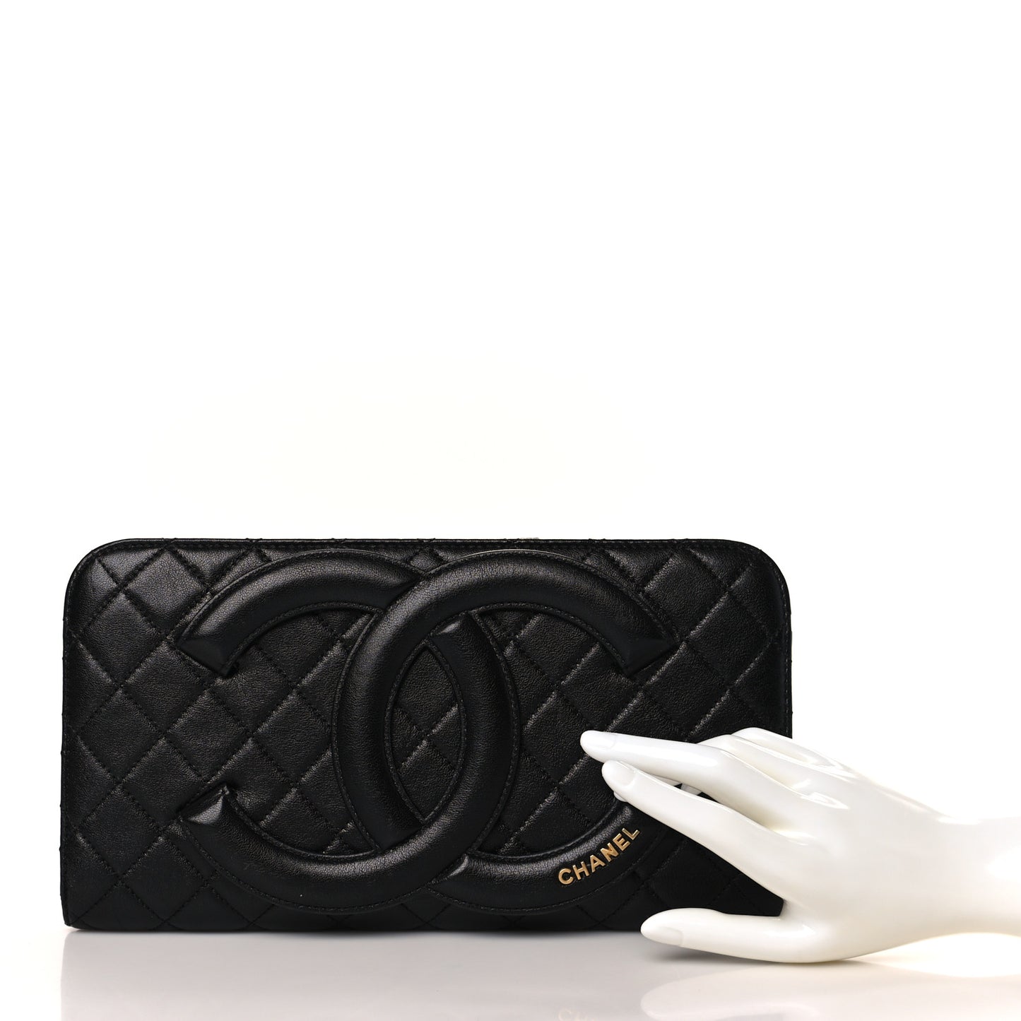 Lambskin Quilted Coco Midnight Clutch Black