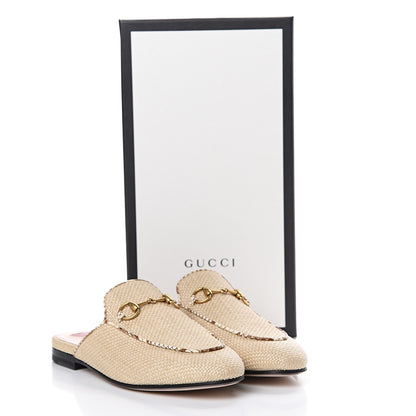 Gucci Straw Elaphe Womens Princetown Slippers 37 Natural Cream Brown 8 of 8