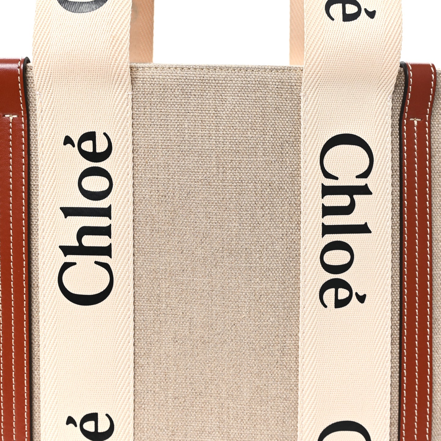 Cotton Calfskin Medium Woody Ribbon Tote White Brown