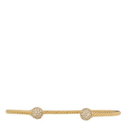 David Yurman 18K Yellow Gold Diamond 2.6mm Solari Cablespira Bracelet 1 of 3