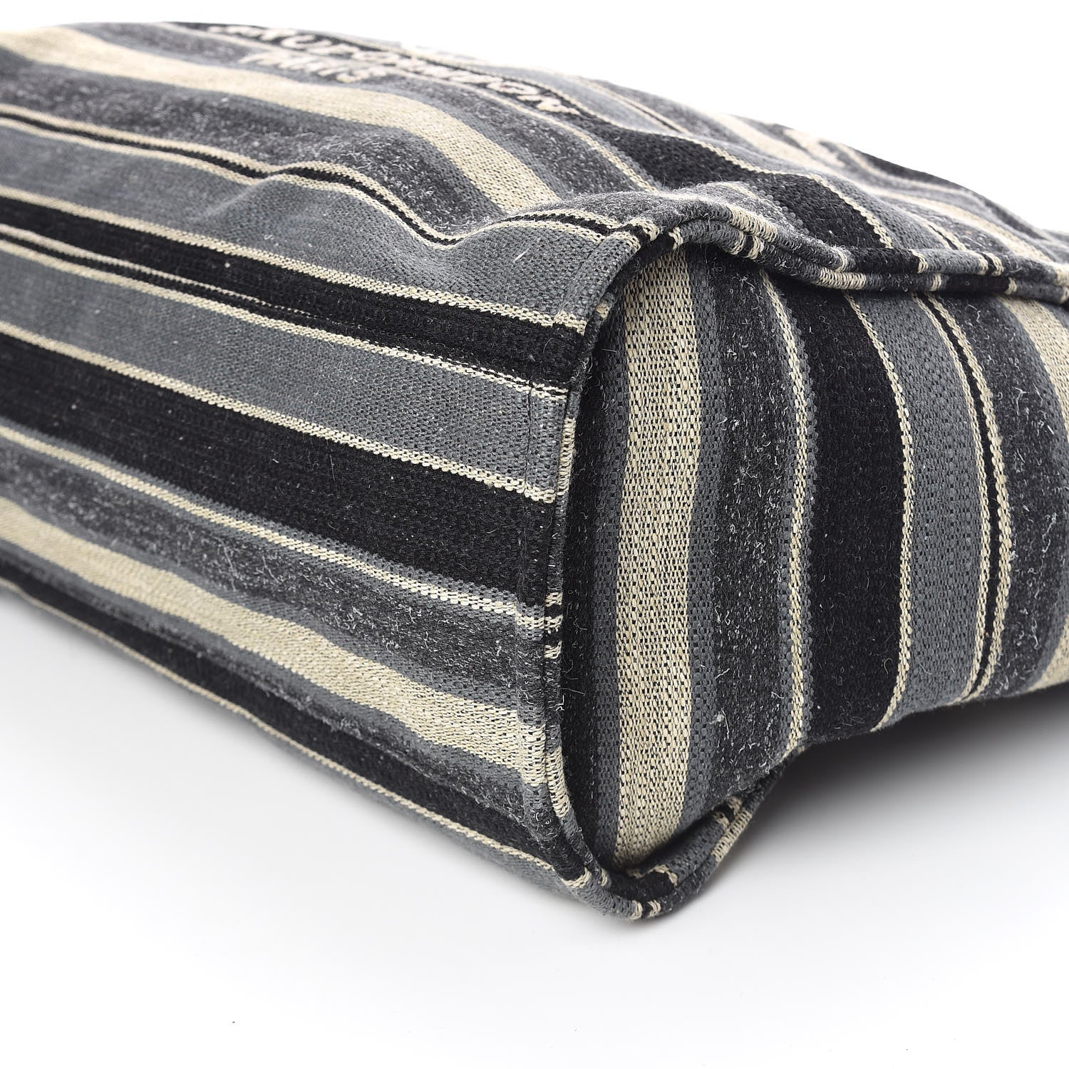 Chanel Canvas Striped Extra Large Deauville Tote Black Grey 6 of 10