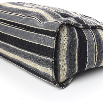 Chanel Canvas Striped Extra Large Deauville Tote Black Grey 6 of 10