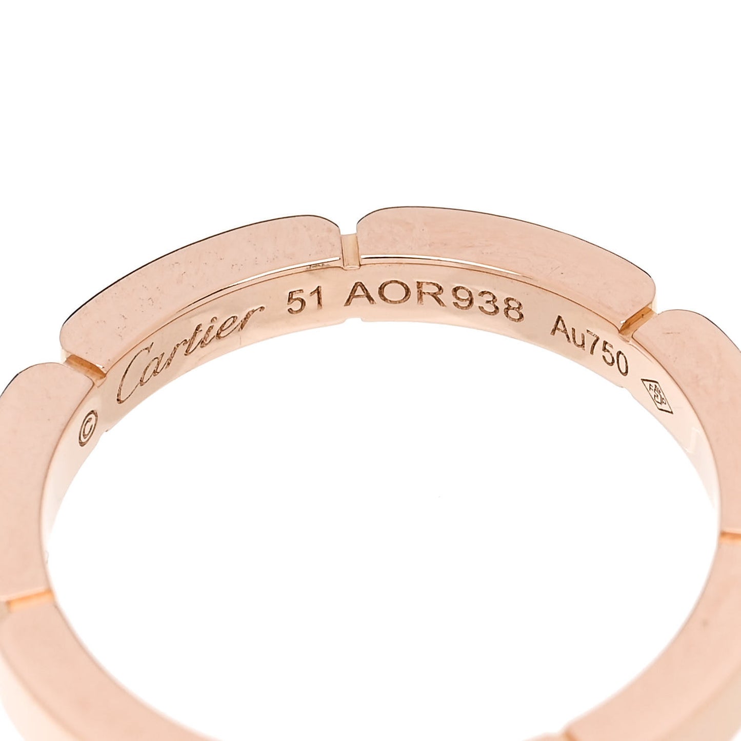 18K Pink Gold Diamond Maillon Panthere Wedding Band Ring 51 5.75