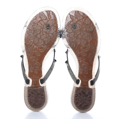 Valentino Garavani PVC Jelly Rockstud Bow Thong Sandals 38 Black 5 of 7