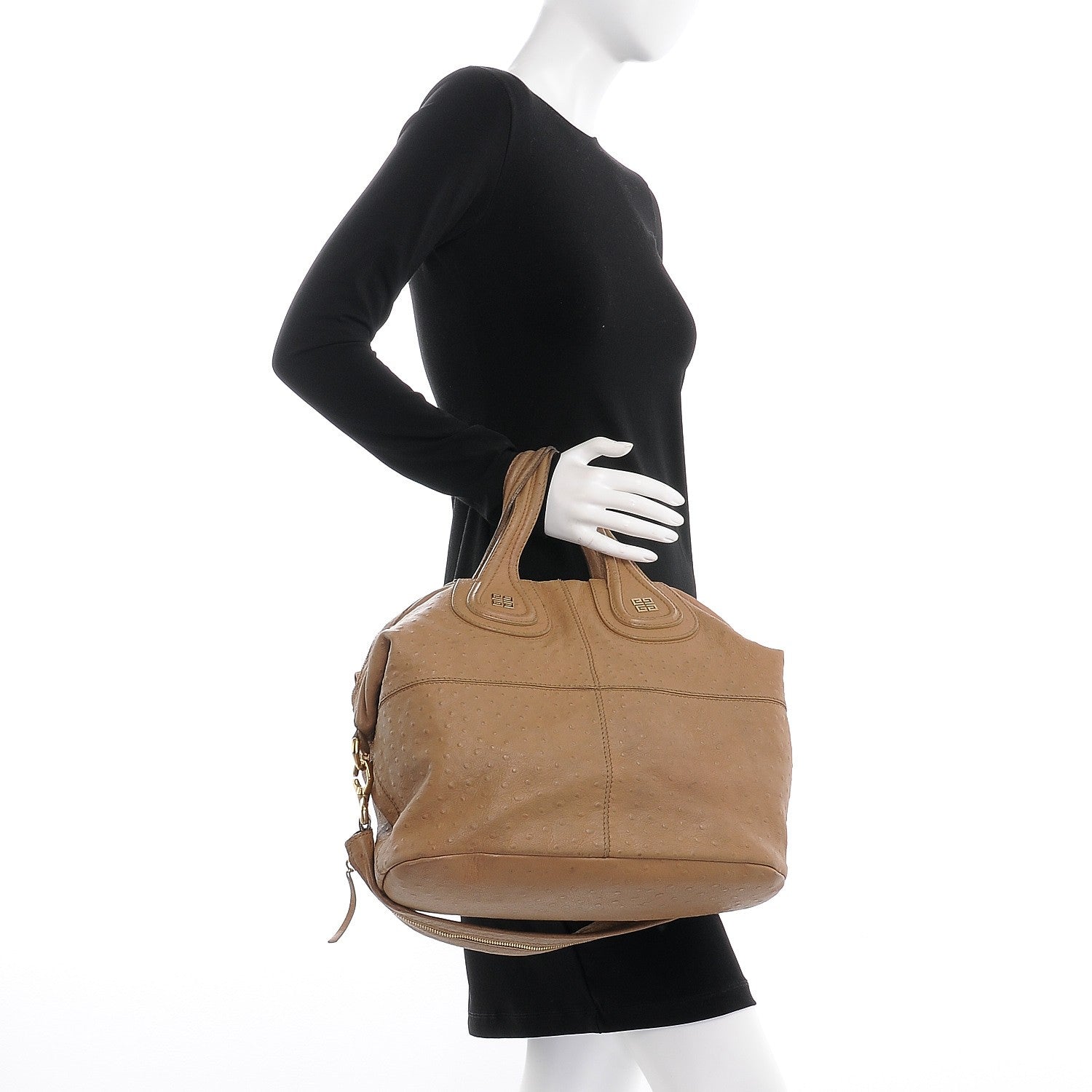 Givenchy Calfskin Ostrich Embossed Medium Nightingale Brown 2 of 14