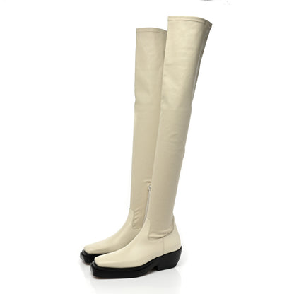 Bottega Veneta Calfskin Nappa Lean Over The Knee Boots 35.5 Wax 3 of 10