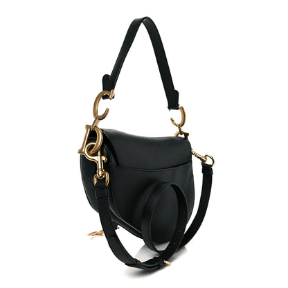 Christian Dior Grained Calfskin Saddle Bag With Strap Black 3 of 11