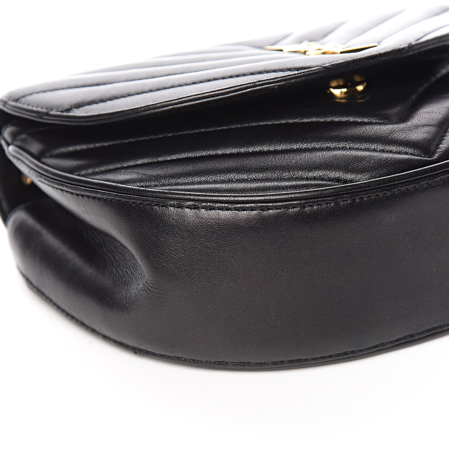 Lambskin Matelasse Chevron Monogram Bubble Chain Crossbody Black