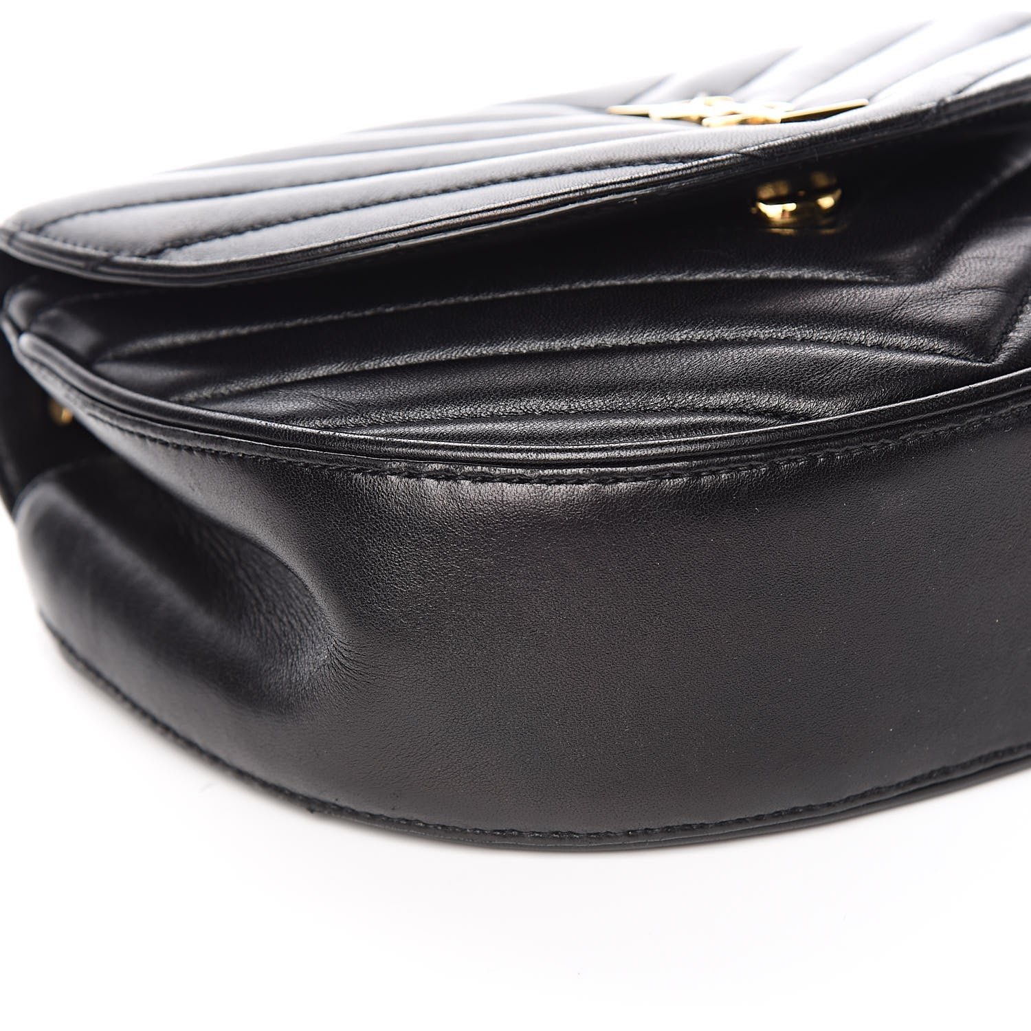 Saint Laurent Lambskin Matelasse Chevron Monogram Bubble Chain Crossbody Black 8 of 10