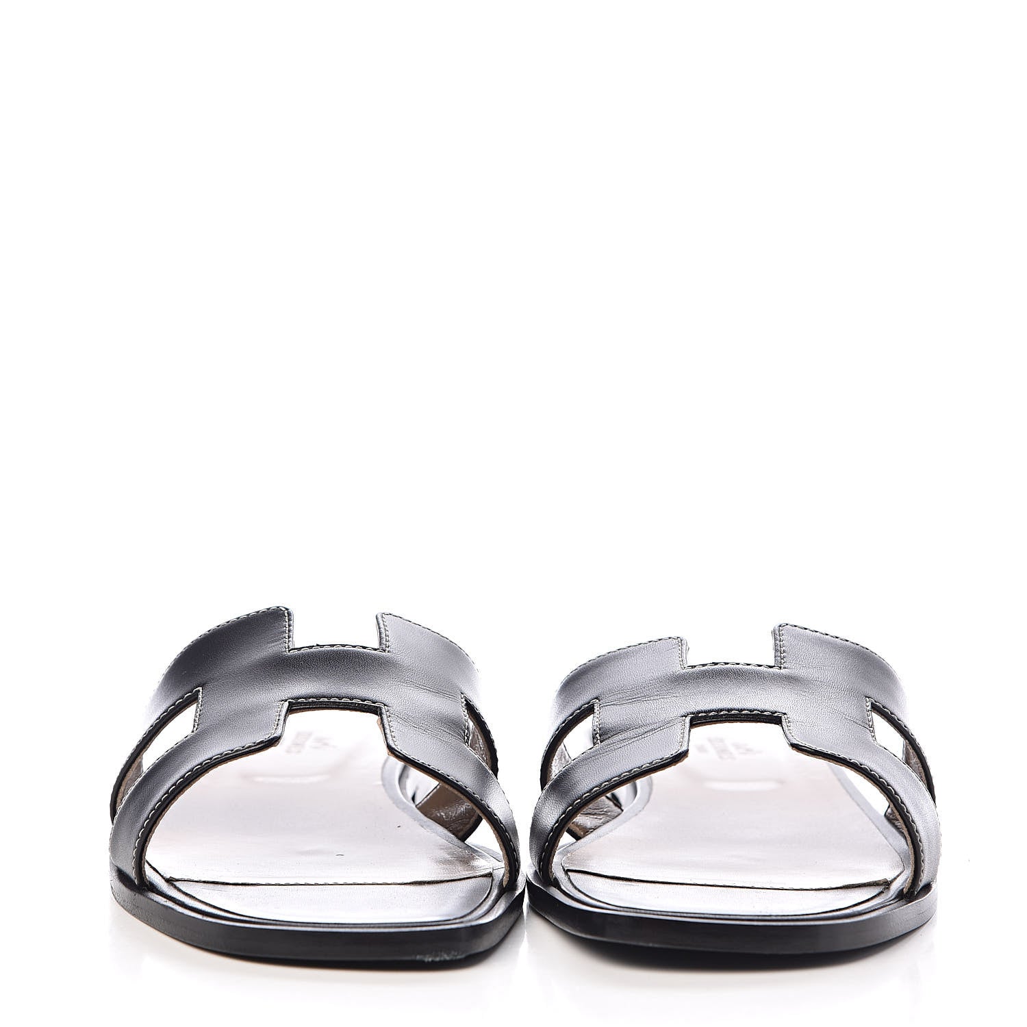 Hermes Box Calfskin Oran Sandals 41 Black 2 of 14
