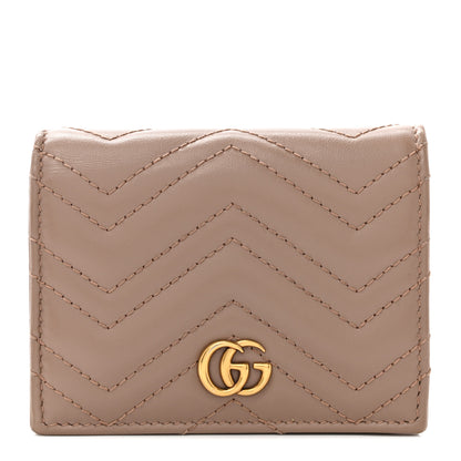 Gucci Calfskin Matelasse GG Marmont Card Case Wallet Porcelain Rose 1 of 10